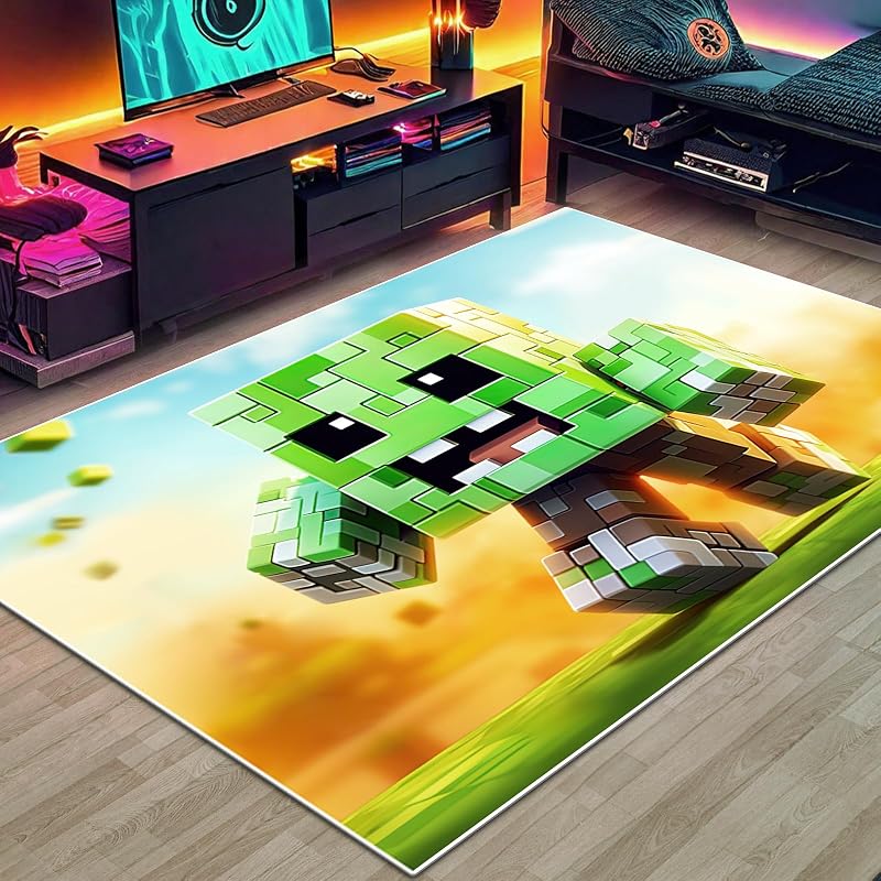 Alfombra bloques pixel para niños dormitorio sala set