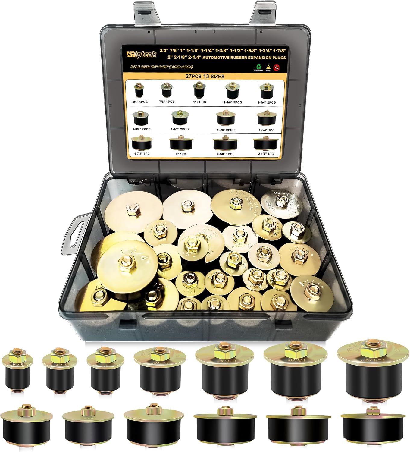 Kit 27 Pzas Tapones Goma Expansión 19-60mm