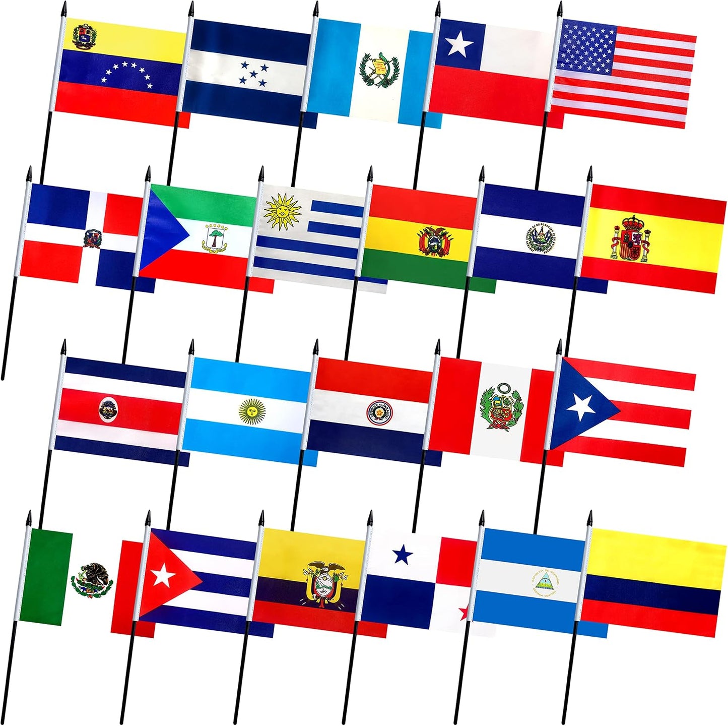 22 Banderas Mano América Latina 5x8"