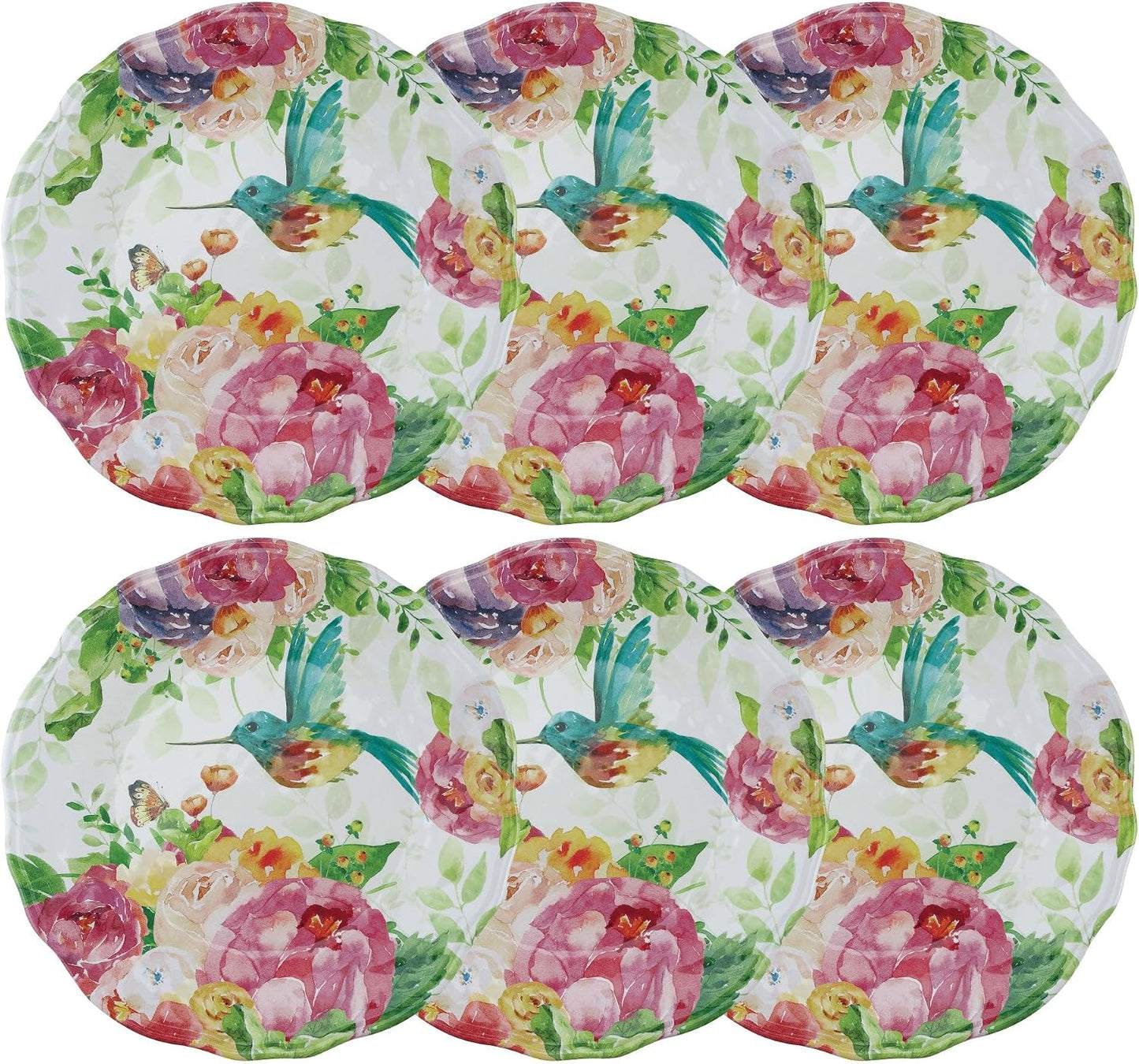 Set 6 platos llanos melamina flor 11pulg sin BPA