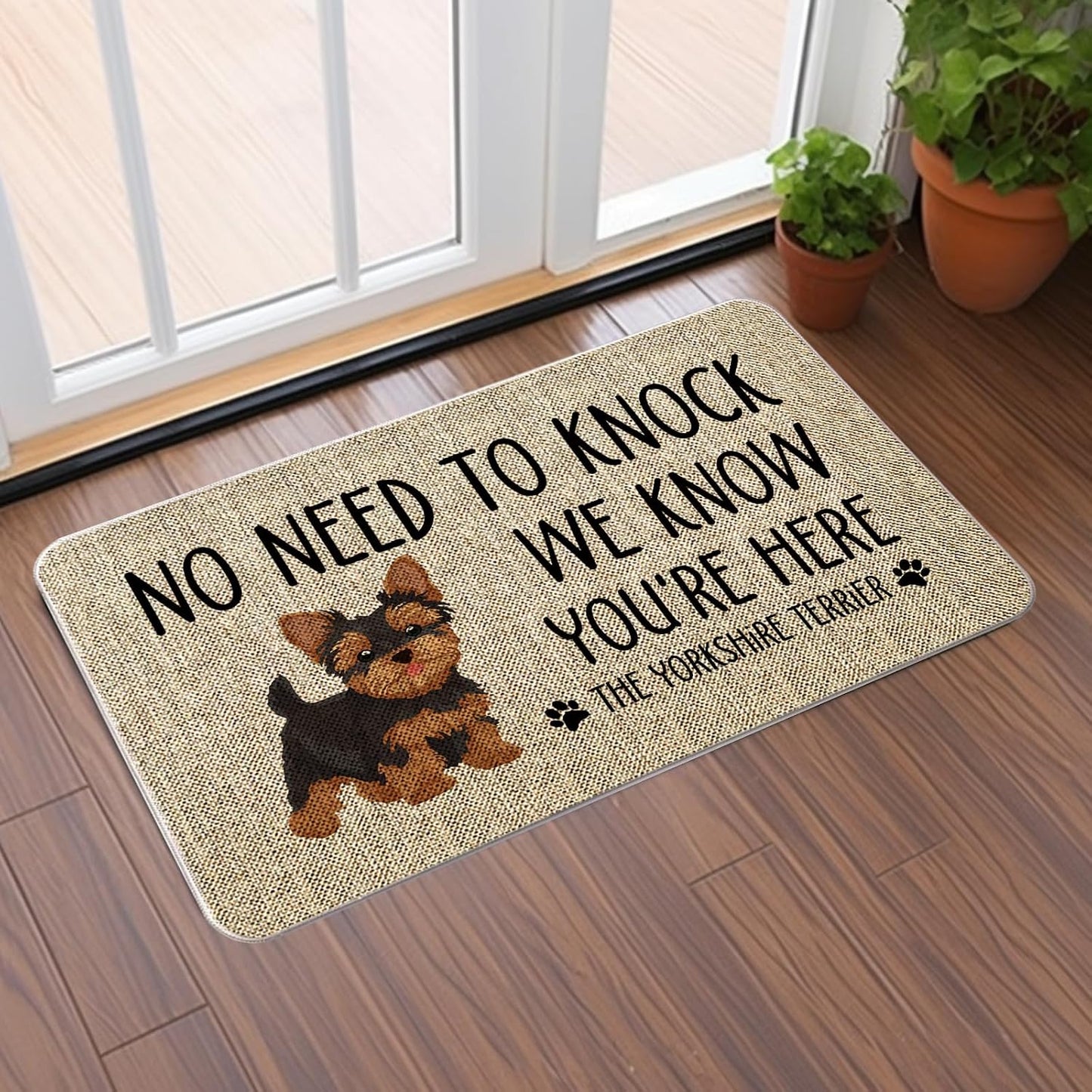 Tapete puerta perro Yorkshire 17x27" interiores exteriores