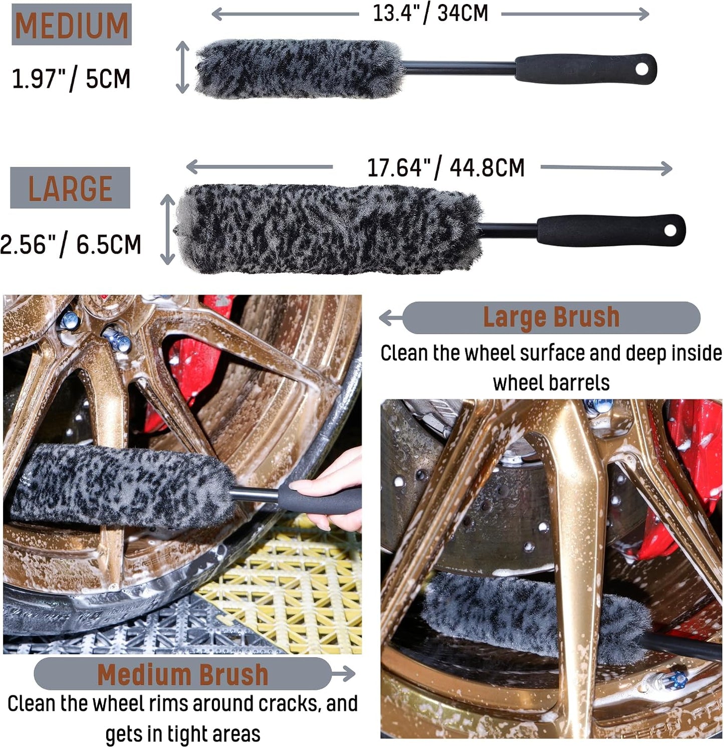 Cepillo rueda coche mango largo suave flexible duradero