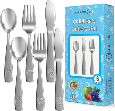 Set 6 cubiertos acero inox seguros para niños