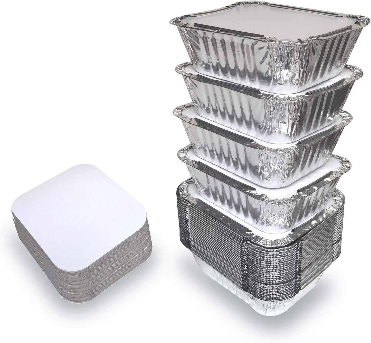 110 Pzas Bandejas Aluminio 1lb con Tapas para Llevar