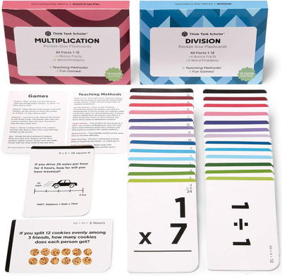 Tarjetas matemáticas multiplicación división 1–12
