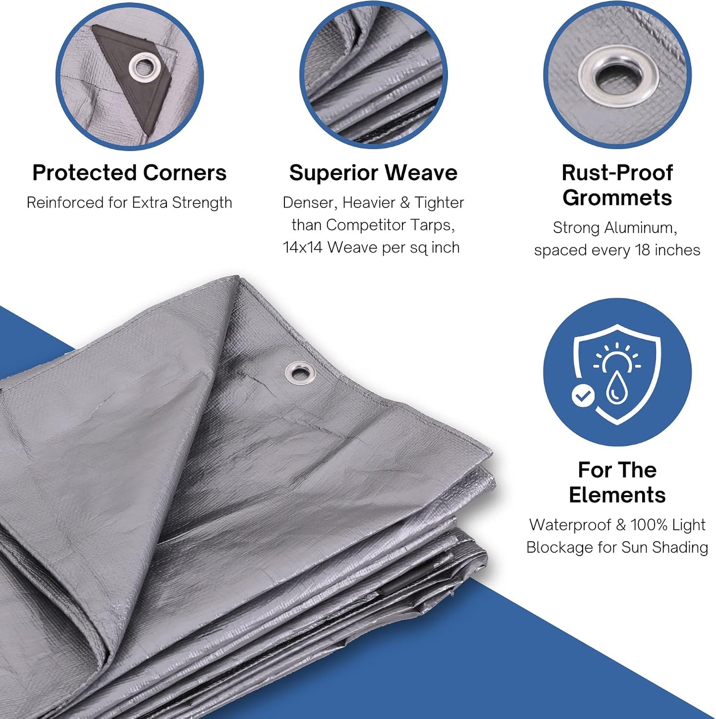 Lona poliéster 8x10ft 10mil impermeable plateado