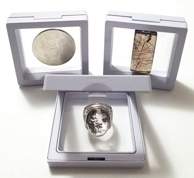 Set 3 Pzas Marco Flotante 3D para Monedas Blanco 2.75"
