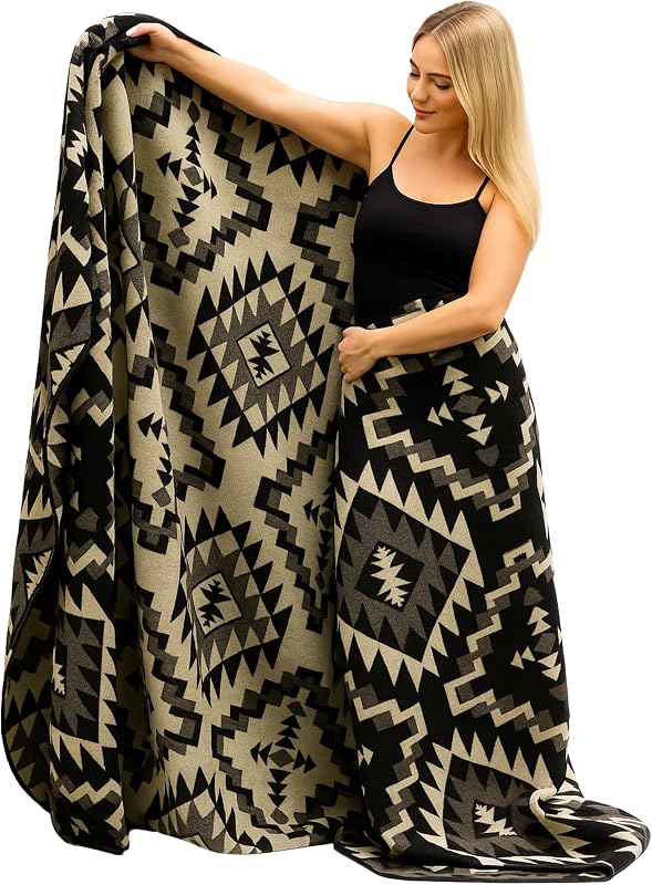 Manta alpaca real tejida a mano Queen color negro natural