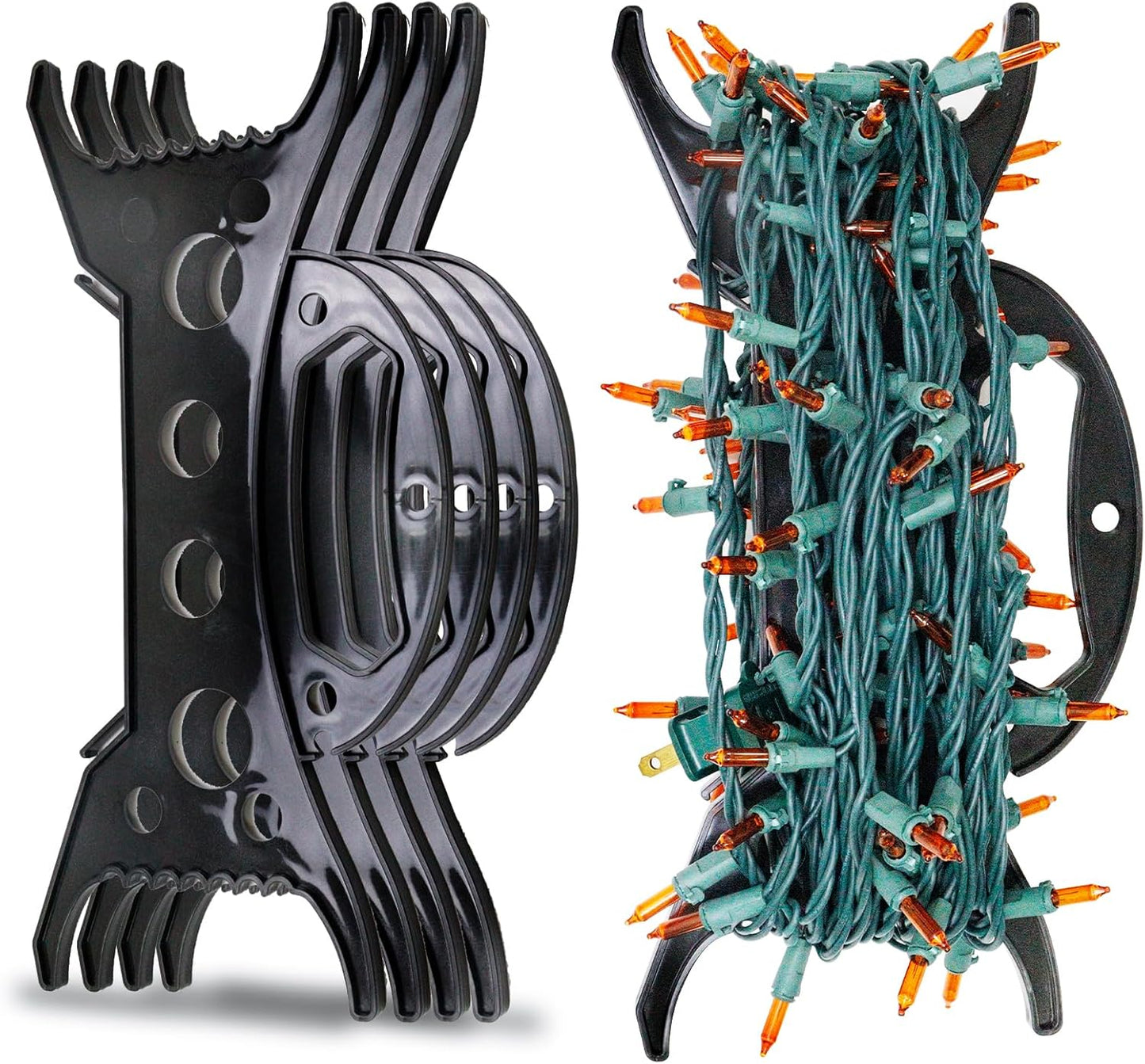 4 Soportes Almacenamiento Luces Navidad Negro