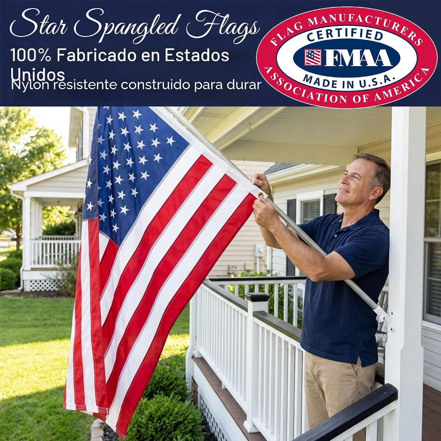 Bandera EE.UU. 3x5ft fabricada en EE.UU.