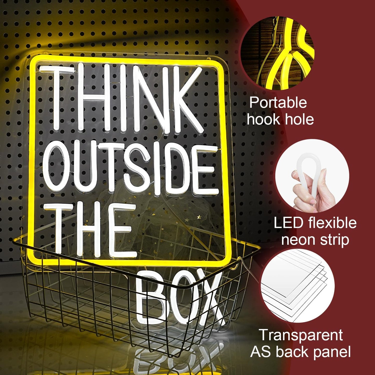 Letrero neón LED Think Outside The Box estudio
