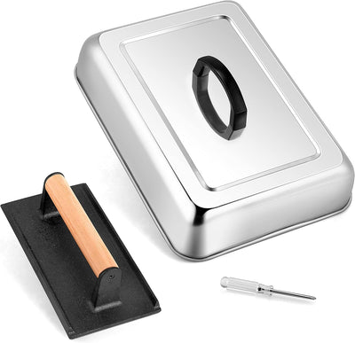 Cúpula y prensa hamburguesas para Teppanyaki 13x9.75pulg 8x4pulg