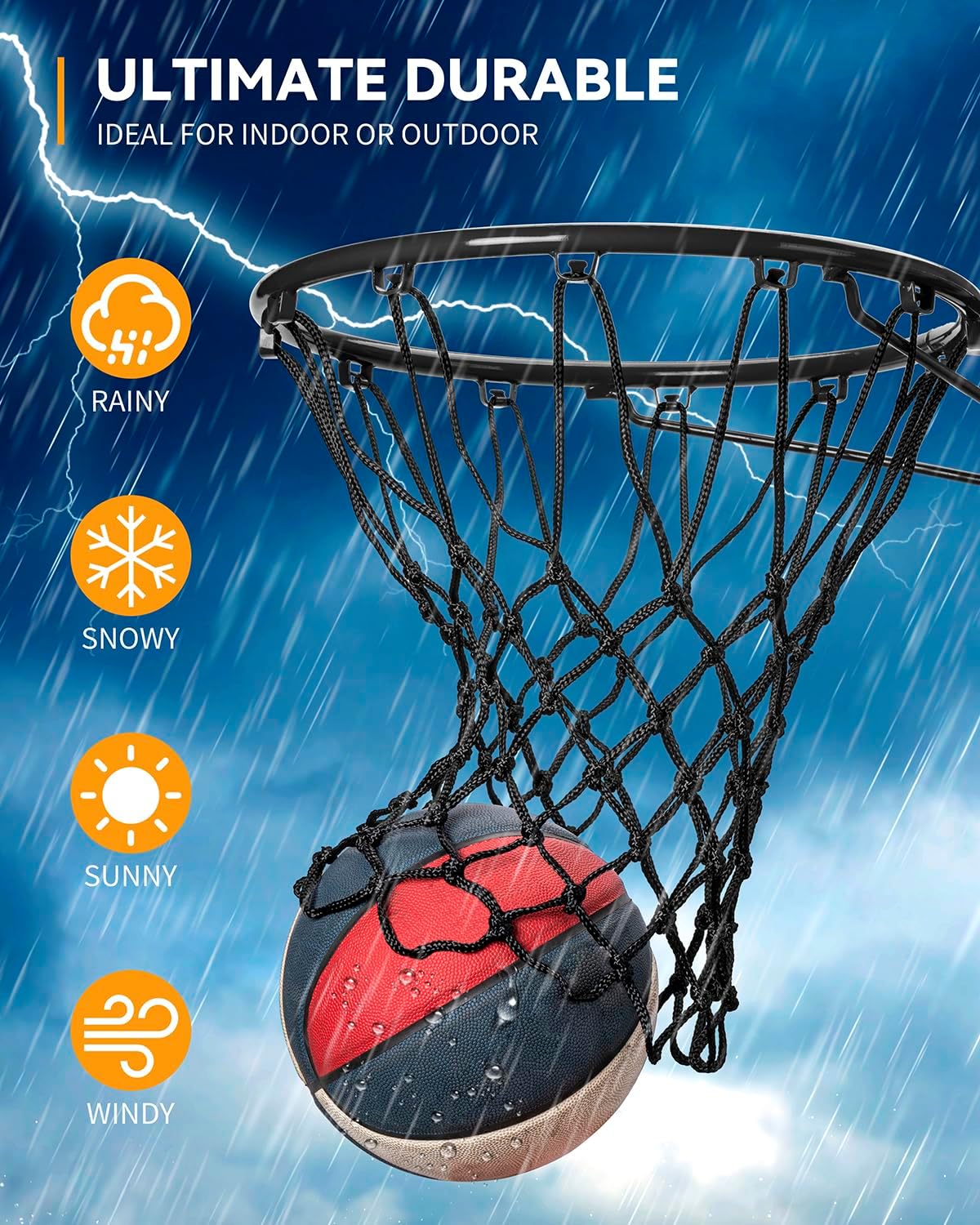 Red baloncesto repuesto resistente 7.16oz antilátigo 12 bucles