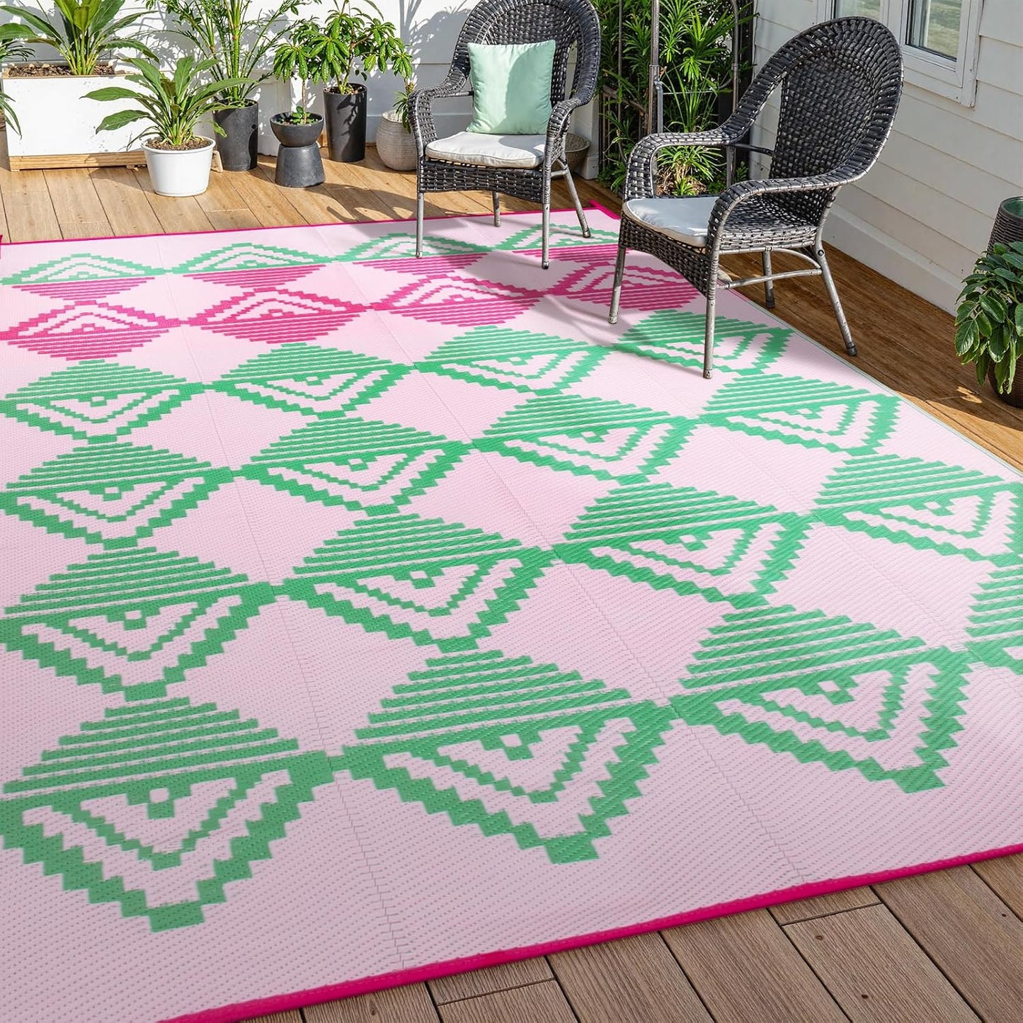 Alfombra impermeable reversible 8x10ft para exteriores