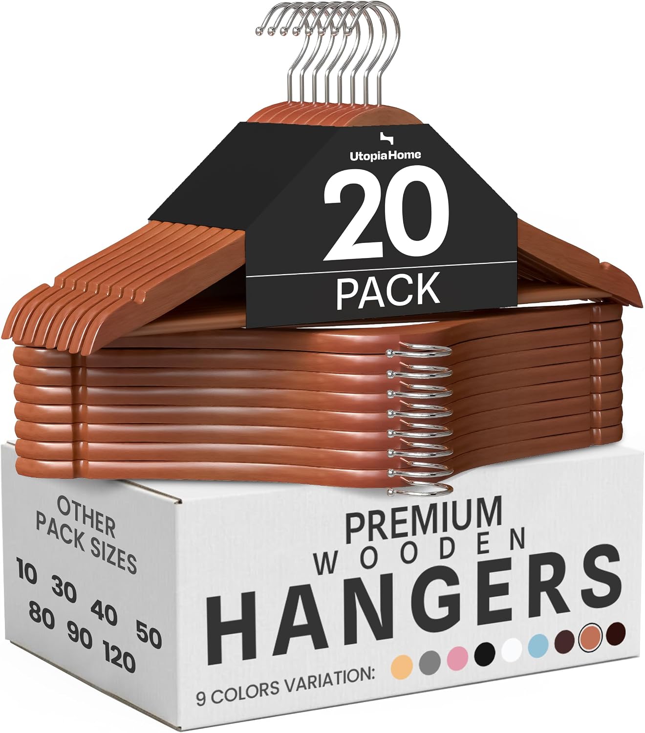 Perchas madera ranuras hombros 20 pzas con gancho 360