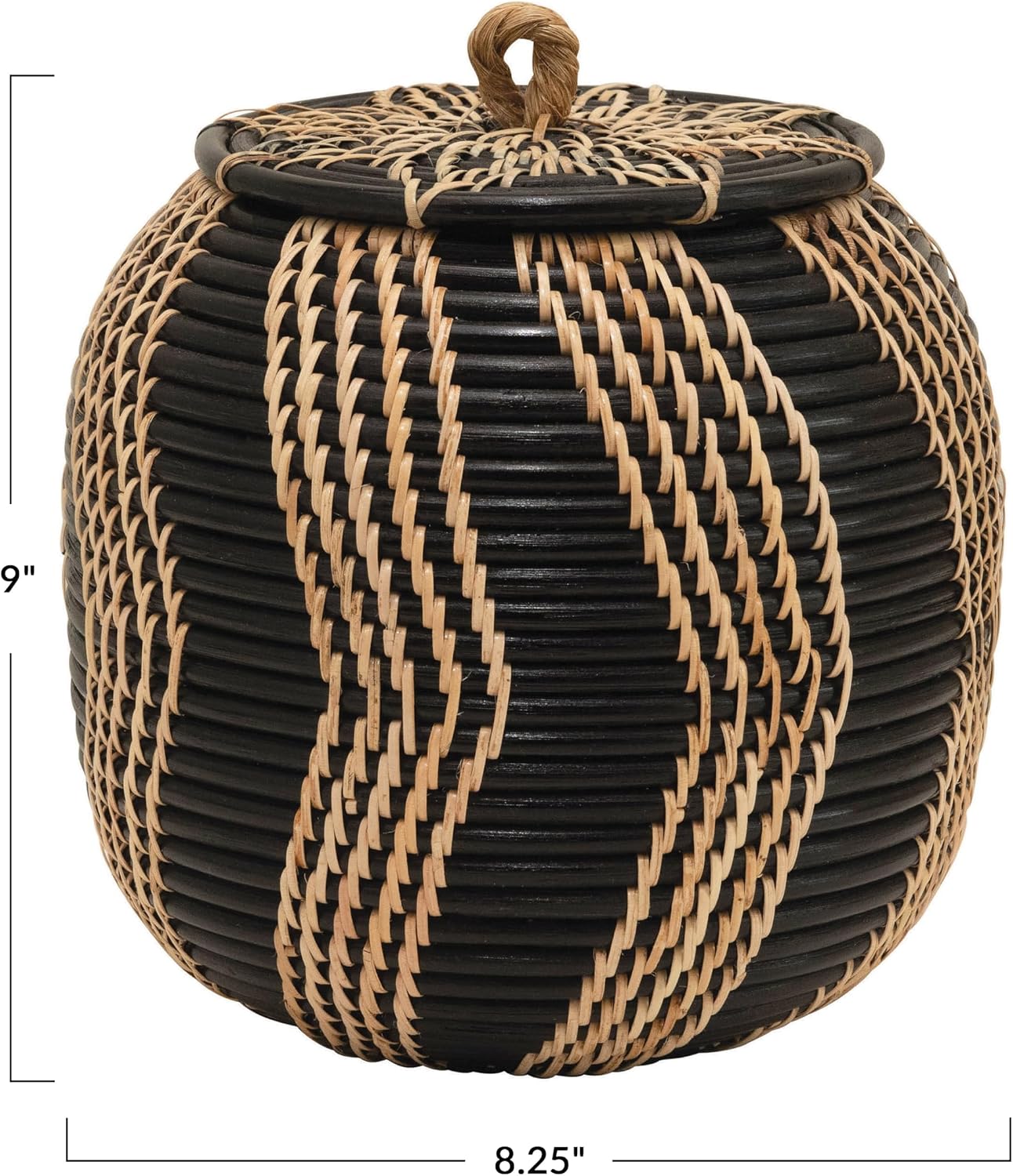 Cesta ratán tejida a mano con tapa natural y negro