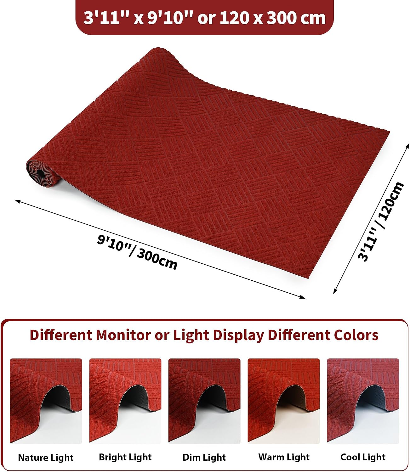 Alfombra roja pasillo 3ft11x9ft10 antiderrap