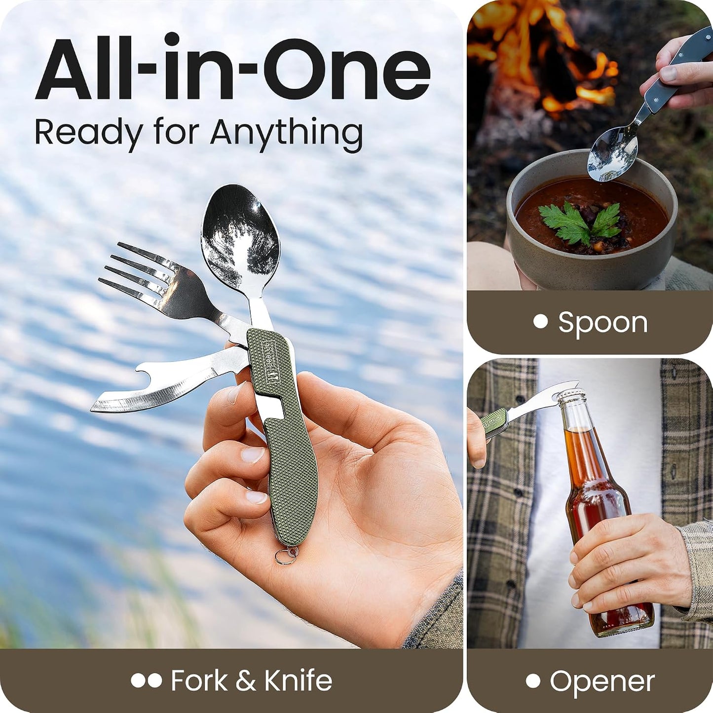 Set 2 Utensilios Comida 4en1 Acero Inox