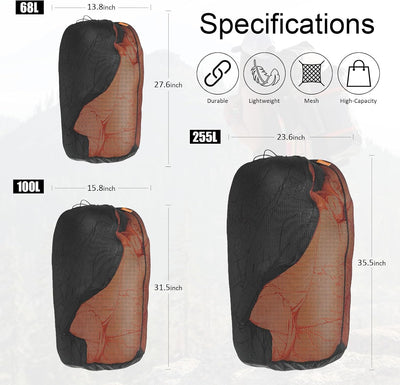 2 bolsas dormir malla 100l poliéster resistente cordón