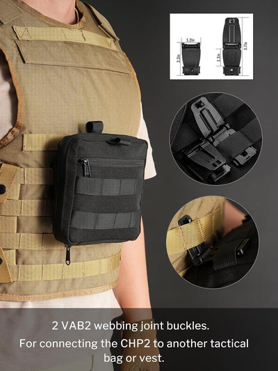 Bolsa táctica EDC 500D con 2 clips Molle negro