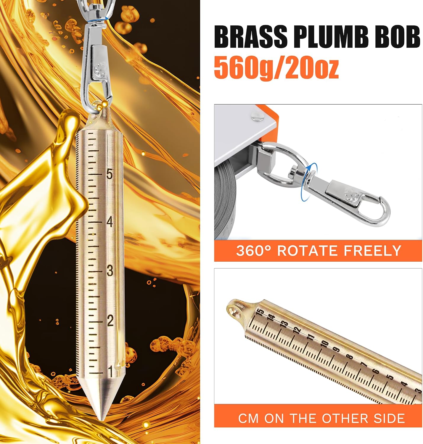 Cinta medición aceite 20oz plumb bob acero inox