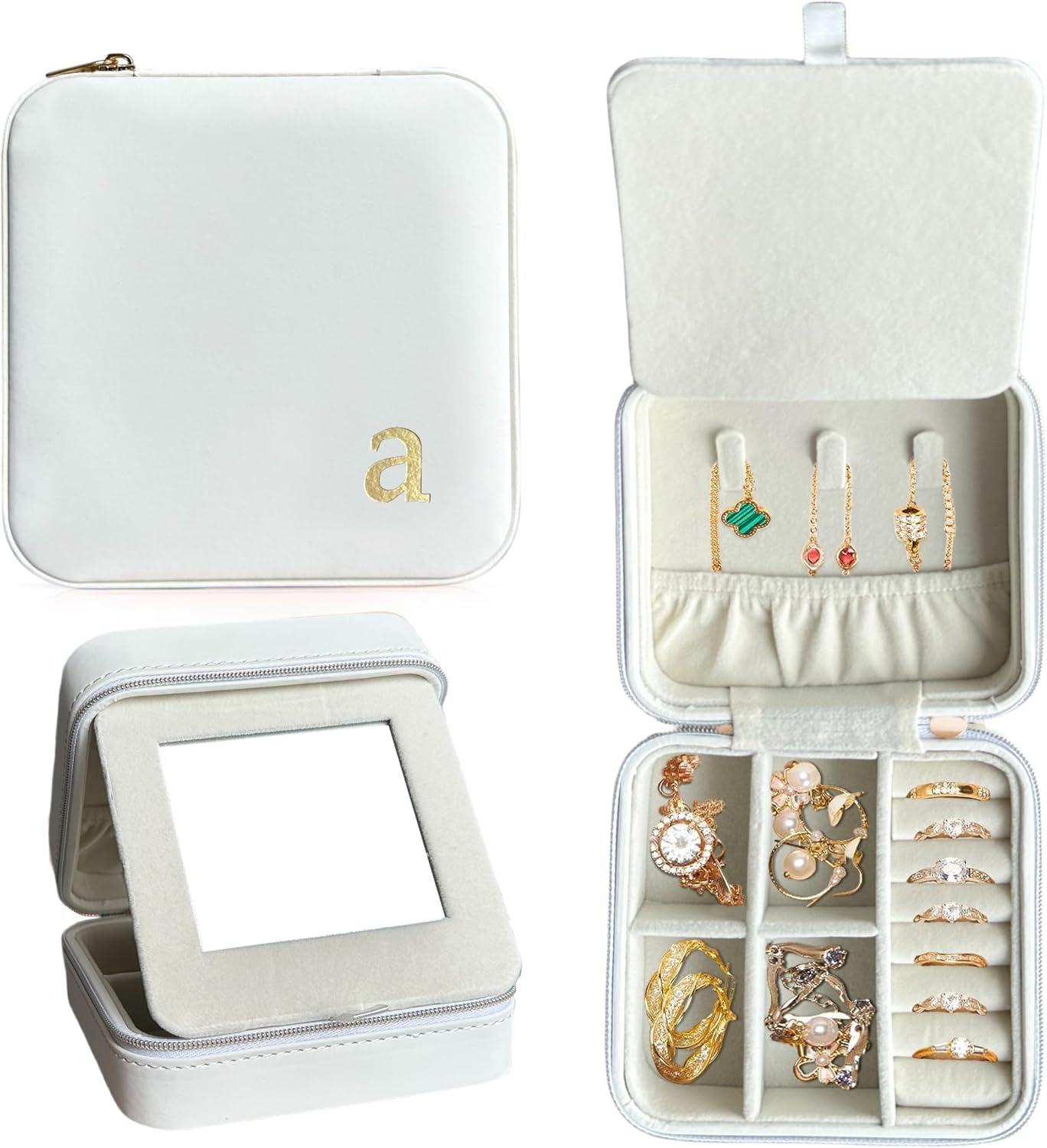 Estuche joyería viaje con monograma dorado