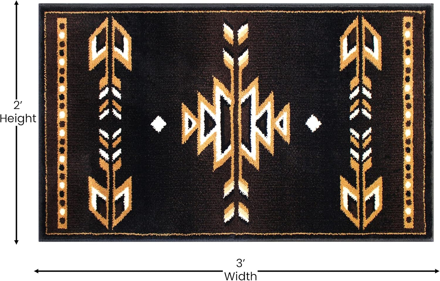 Alfombra estilo nativo suroeste 2x3ft marrón beige