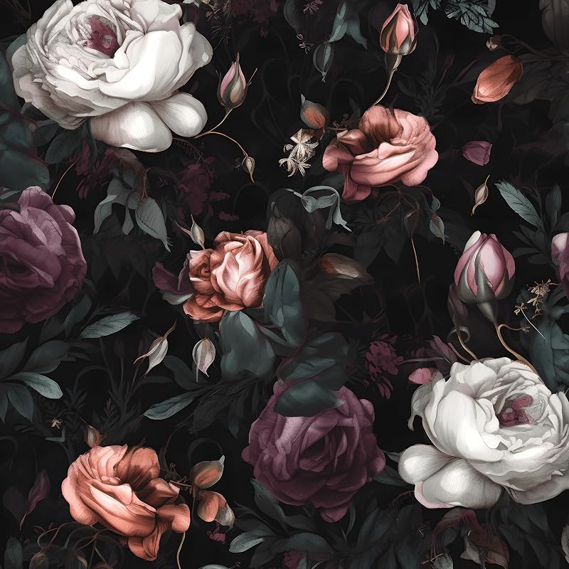 Papel tapiz floral oscuro autoadhesivo impermeable
