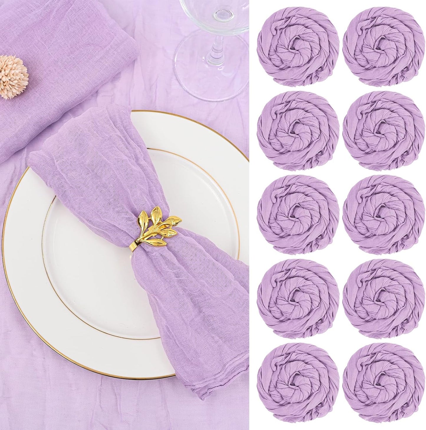 60 Servilletas Gasa Algodón Lavanda 20x20pulg
