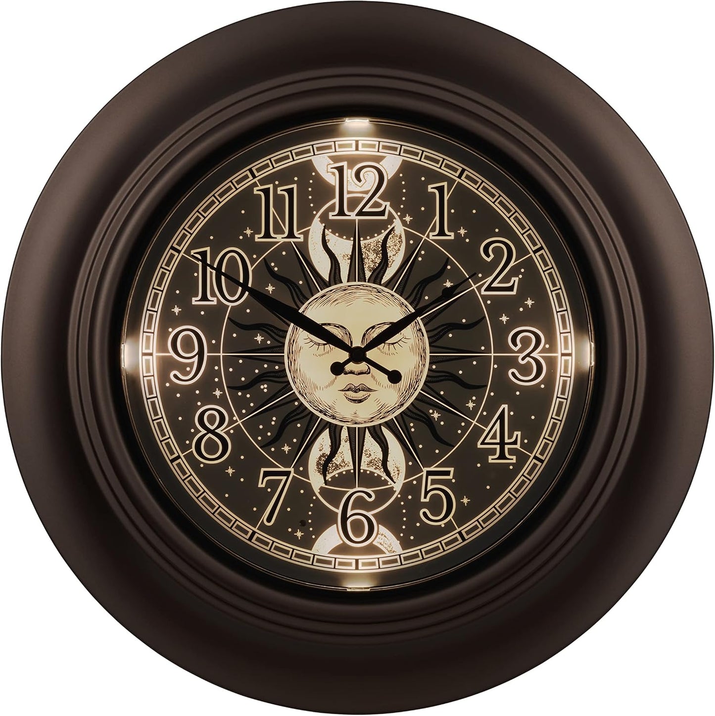 Reloj cuarzo 21pulg iluminado sol y luna interiores
