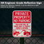 Placa privado no estacionar 18x12" resistente luz exterior