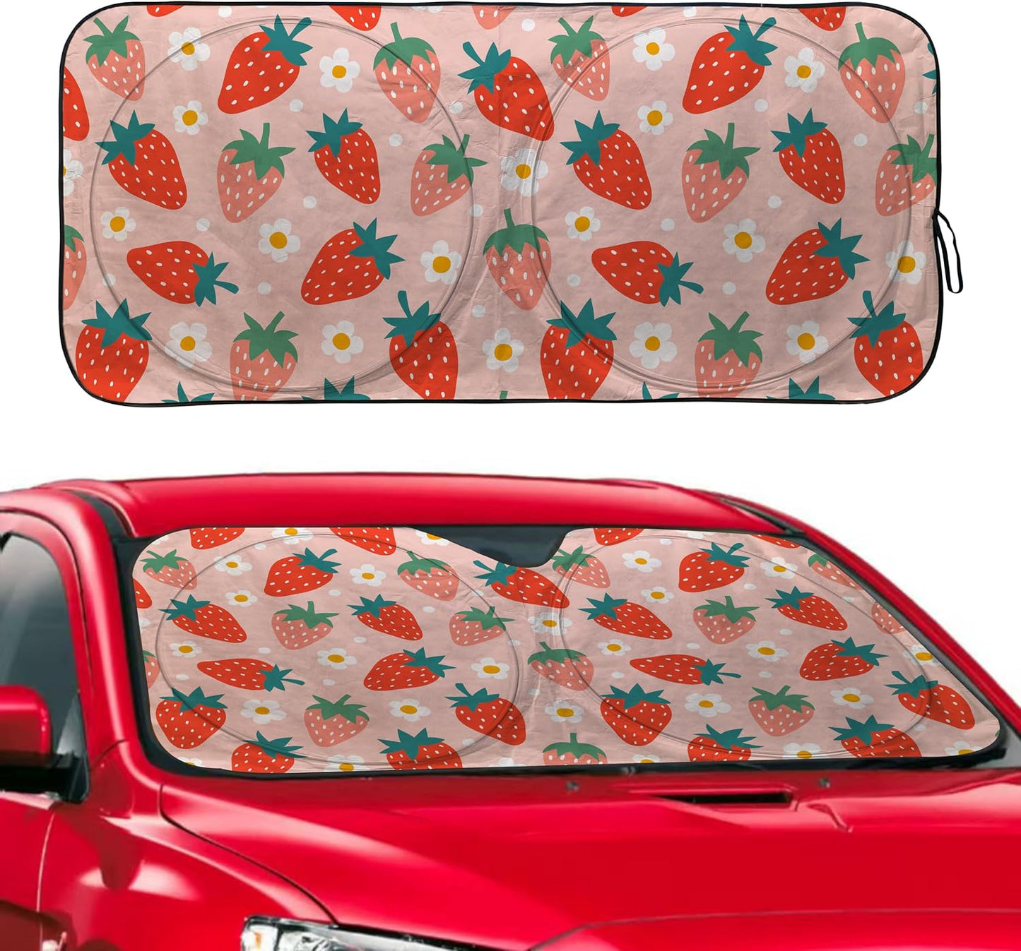 Parasol rosado plegable UV para parabrisas 59x31