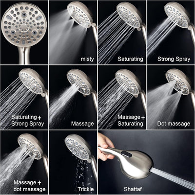 Cabezal ducha desmontable 12cm 10 configuraciones manguera 1.5m