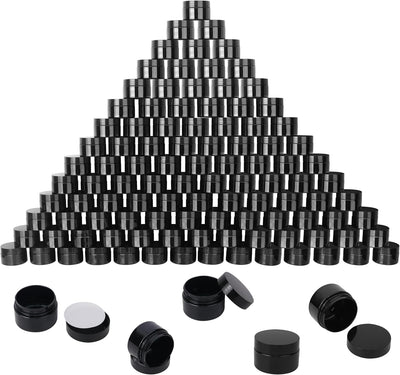 Pack 110 Tarros Plástico Negro 2oz Con Tapas