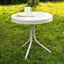 Mesa auxiliar exterior metal resistente color blanco