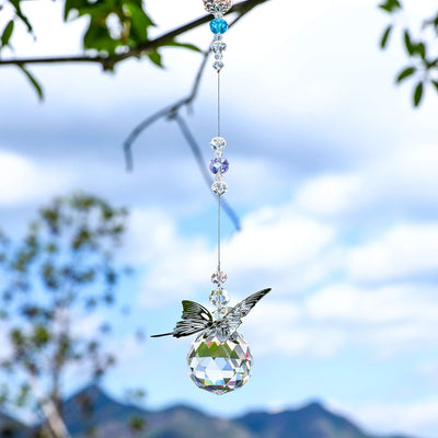 Adorno colgante de cristal mariposa bola transparente hogar oficina