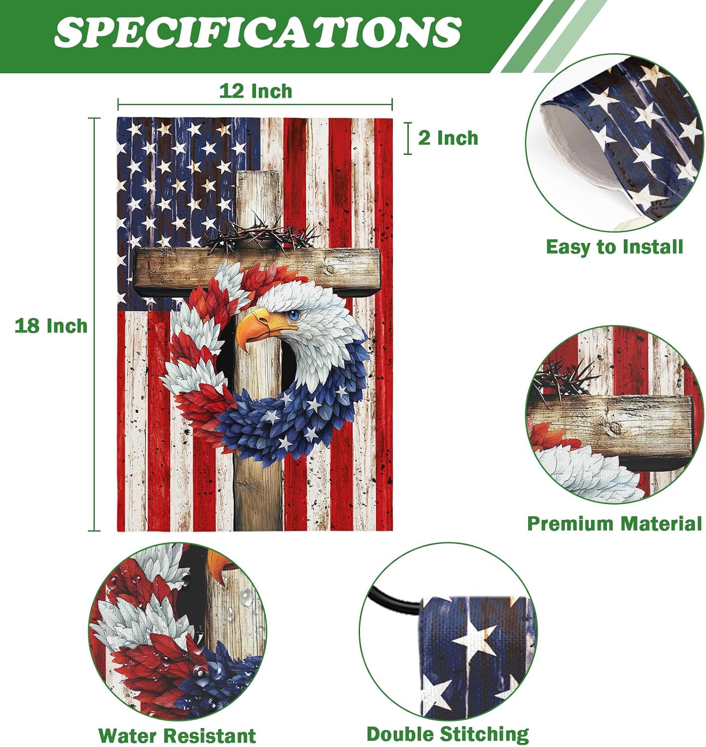 Bandera jardín 12x18pulg estrellas rayas doble estándar