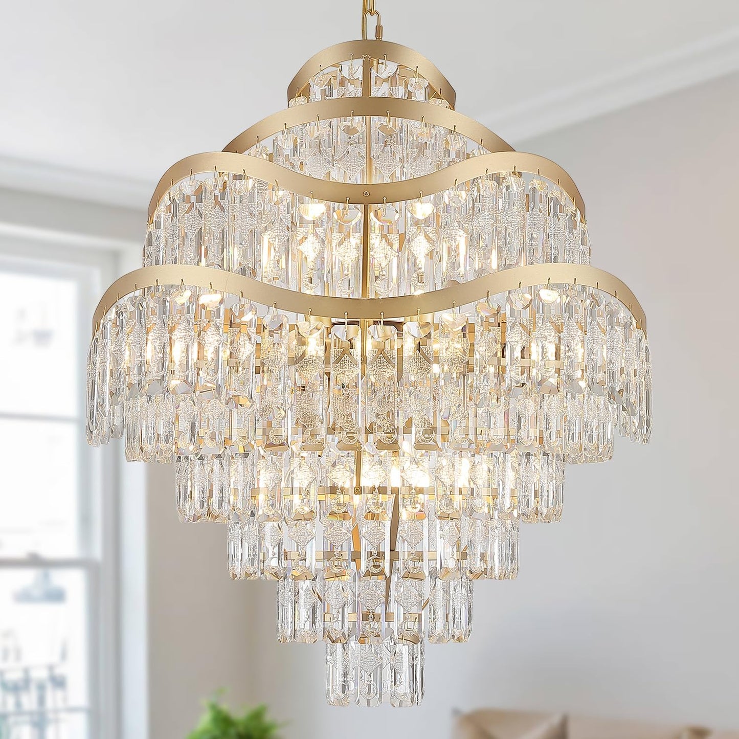 Candelabro cristal 9 niveles 16 luces sala comedor
