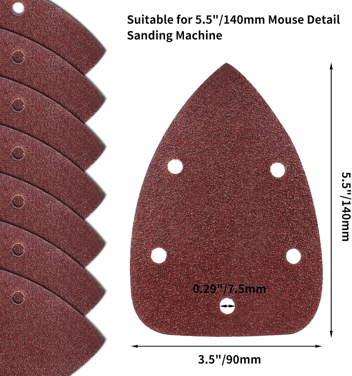 25 Pzas Papel Lijado 40 Grano 5 Agujeros para Ratón 140mm