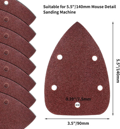 25 Pzas Papel Lijado 40 Grano 5 Agujeros para Ratón 140mm