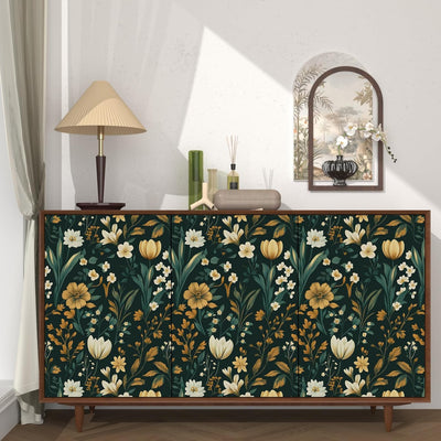 Papel tapiz vintage dorado autoadhesivo impermeable tulipán