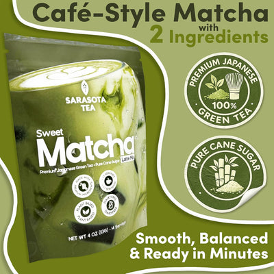Mezcla de café con leche matcha endulzada azúcar de caña té verde para lattes bolsa 4 oz