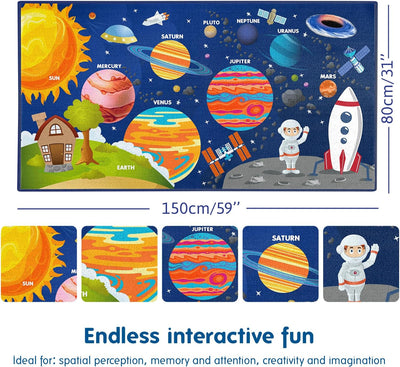 Alfombra espacial para niños diseño cohete astronauta