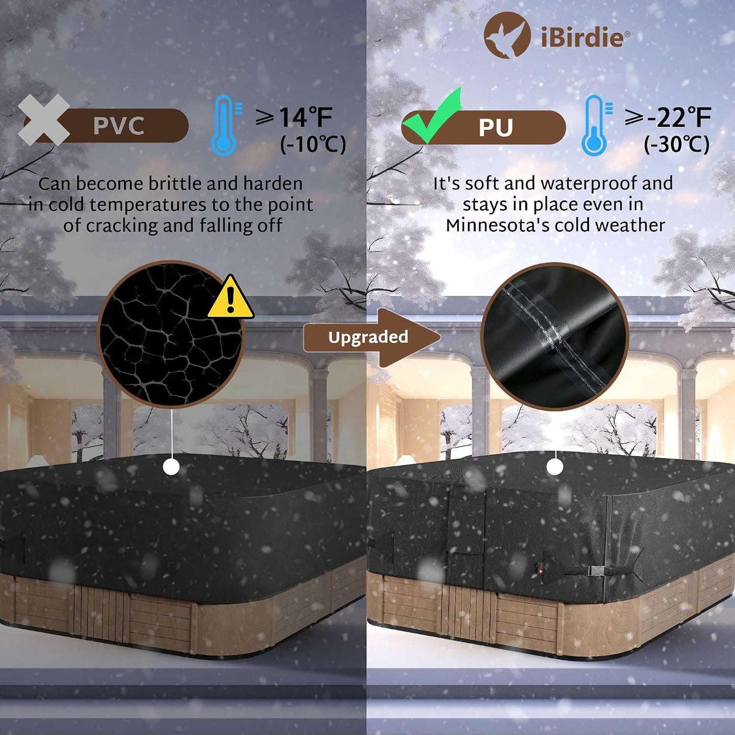Cubierta impermeable para bañera hidromasaje 101x93pulg 600D