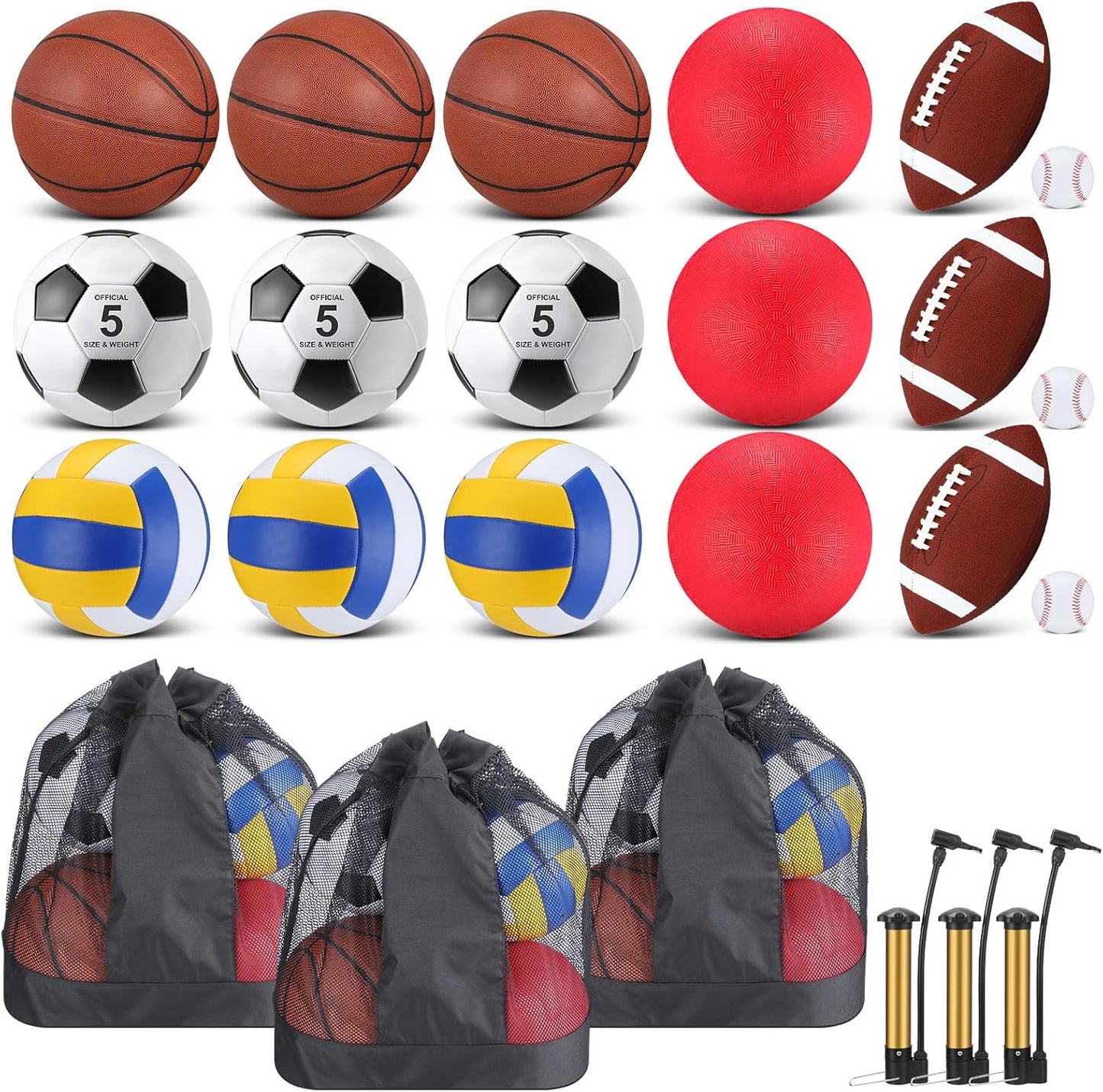 Set 18 Pelotas Deportivas con Bolsa