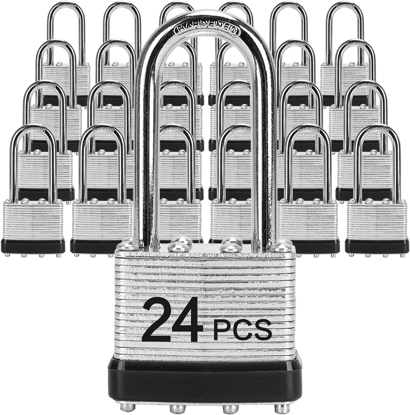 24 Candados Laminados Llave 1-9/16pulg Grillete Casillero
