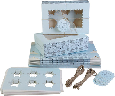 Cajas magdalenas 20 pzas con bandejas etiquetas y cordel