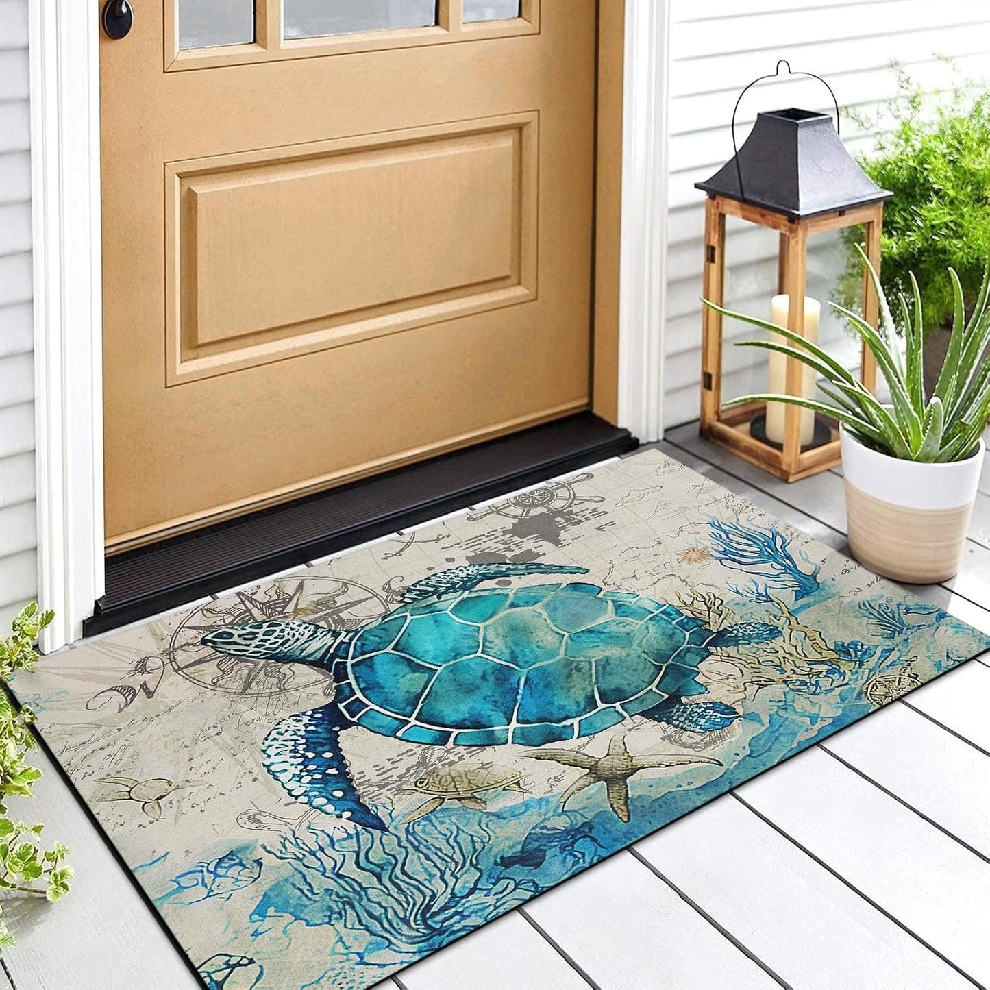 Tapete decorativo tortuga marina 17x30" antiderrap