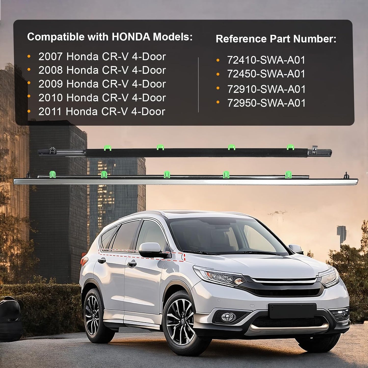 Moldura ventana Honda CR-V 07-11 burlete cromado exterior