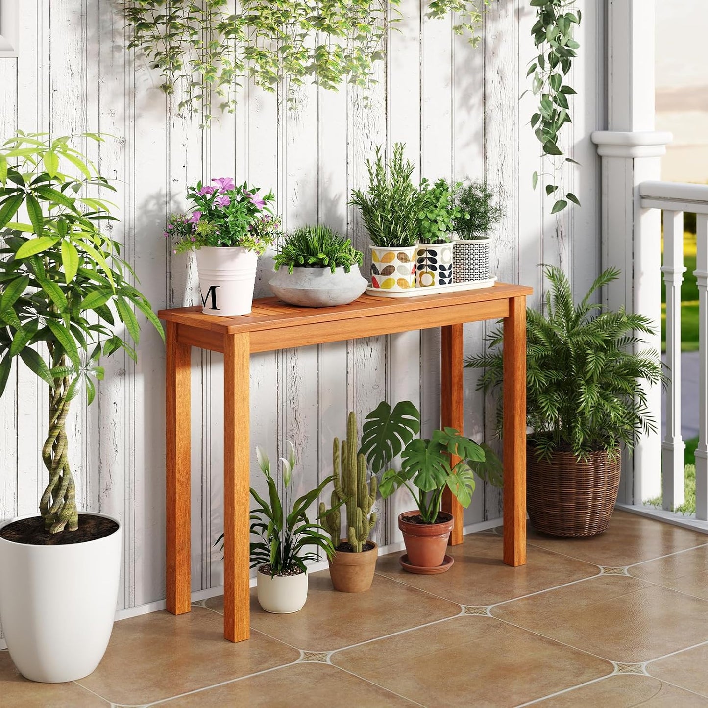 Soporte plantas madera teca interiores exteriores